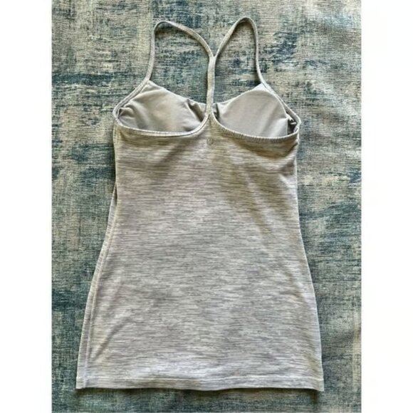 Lululemon Alpine White Ice Grey Battleship Power Pose Tank Size 6 - Picture 2 of 3